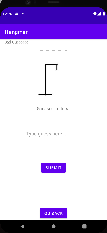 Hangman Blank Guess Screen