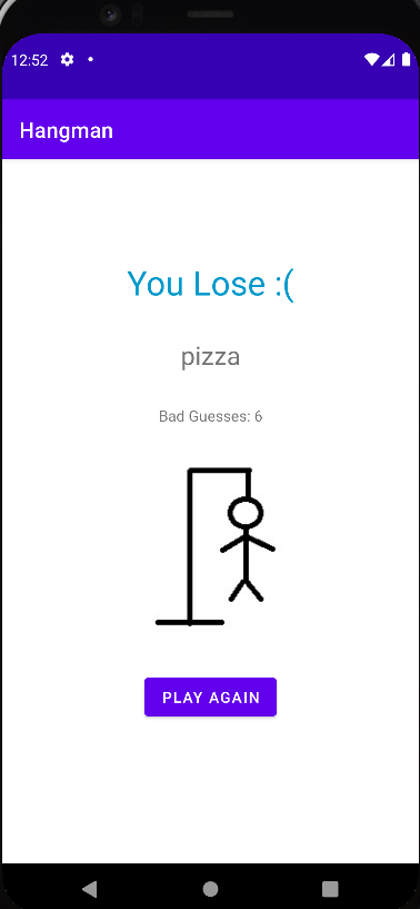 Hangman Lose Screen