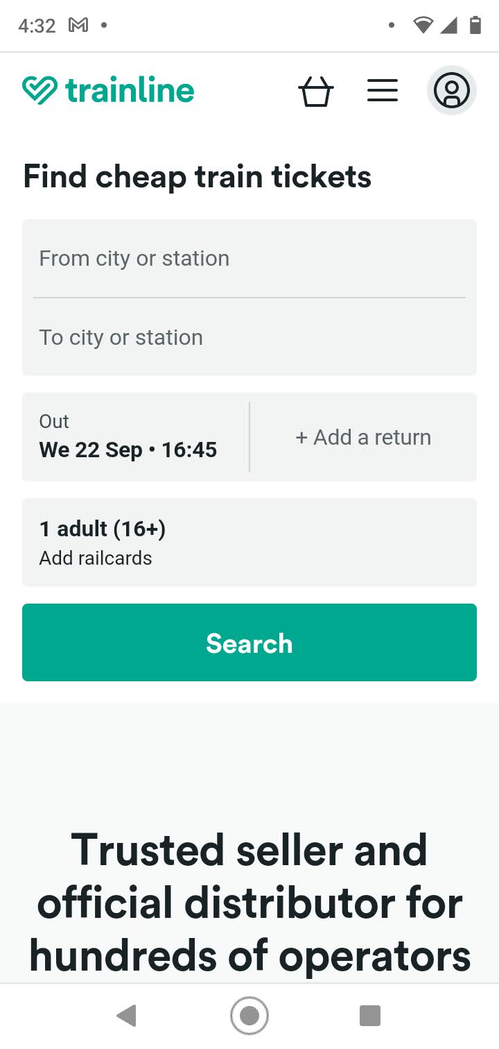 Trainline Mobile Page